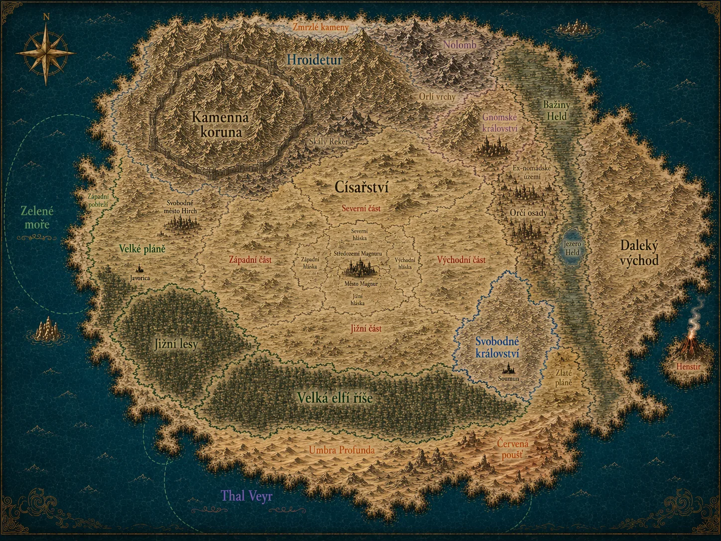 Mapa kontinentu Ulvenor
